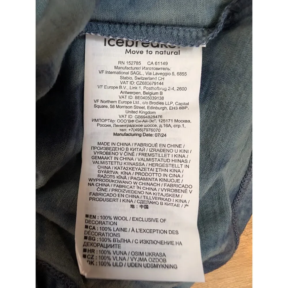Icebreaker T Shirt Womens XS Blue Tie Dye Merino 150 Tech Lite Short Sleeve NWT